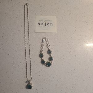 Saje Silver Necklace with Emerald Green Highlights